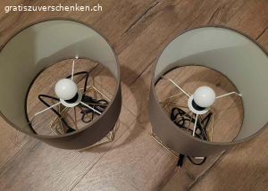 2 Tischleuchten inkl. Glühbirne. 2 Tischleuchten inkl. Glühbirne. Leider hat eine Leuchte einen Defekt an den goldenen Stäben. Siehe Foto. Ist aber schwer sichtbar.
