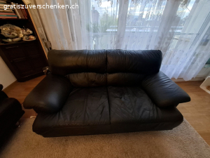 3r+2r Ledersofas, schwarz