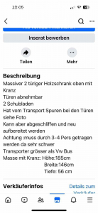 Antiker Schrank. Siehe Foto