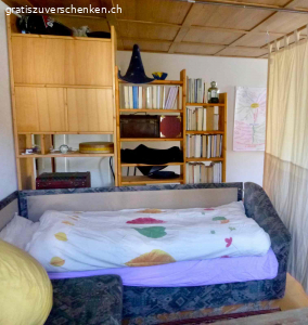 Bettsofa / Polstergruppe. Schlafsofa / Polstergruppe: Gemütlich zusammensitzen und Gäste gut beherbergen:

    es schläft sich alleine oder zu zweit sehr bequem auf diesem grosszügigen Möbel,
    Die Polsterung ist angenehm, weder zu weich, noch zu hart.

Masse: 2,10m lang, 1.85 breit, Sitzfläche 40 cm hoch, Liegefläche: 1,70m x 2m.

Das Sofa ist gebraucht, voll funktionstüchtig, der Bezug sauber, insgesamt in einem guten Zustand. Zwischen Seitenteil und Hinterwand ist an einer Stelle ein Schraube ausgerissen - nicht sichtbar, tut der Stabilität keinen Abbruch, mit einem neuen Winkel sehr rasch zu reparieren.