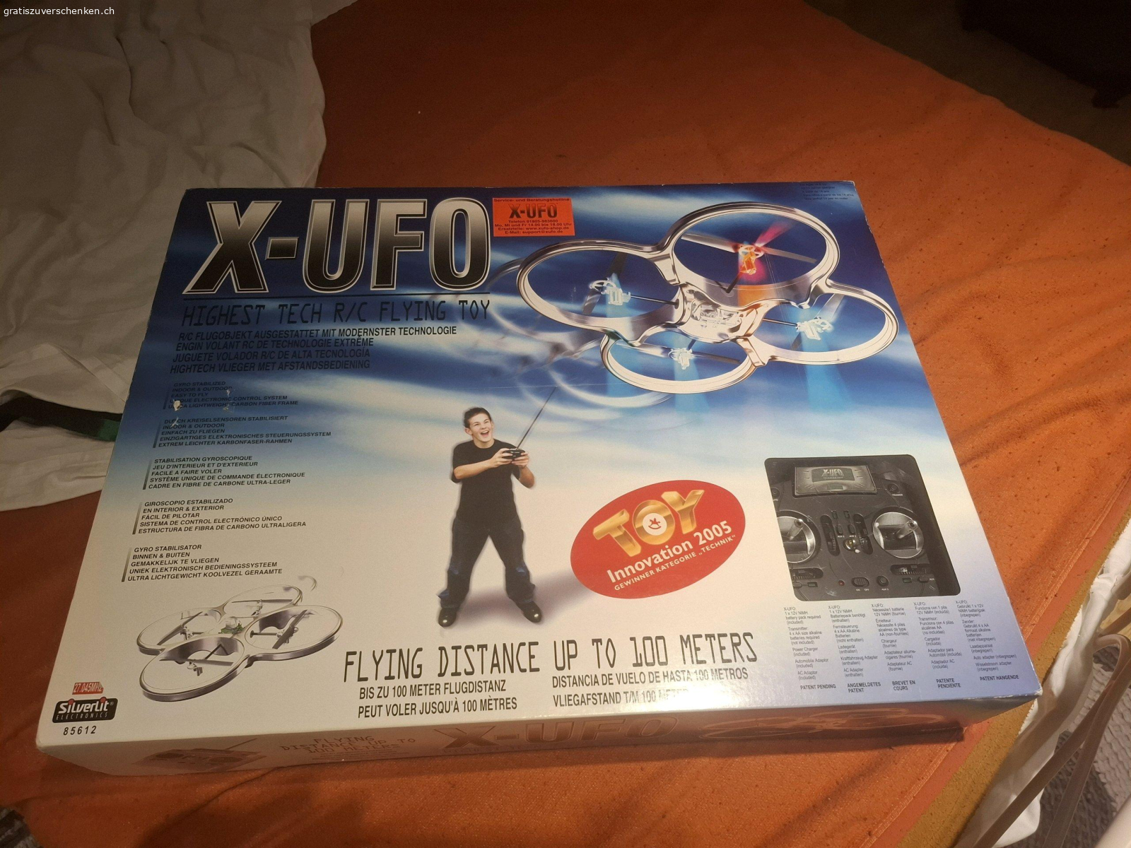 Drohne für Bastler. Leider ist der Akku weg.
Ansonsten vollständig. Vielleicht kann ja noch jemand was damit anfangen.