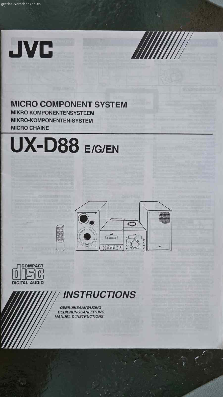 JVC Kompaktanlage UX-D800, Gebrauchsanweisung. Gebrauchsanweisung Deutsch/Französisch/Niederländisch.