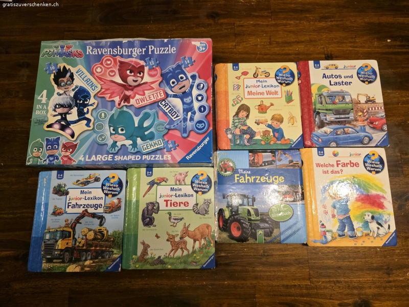Kinderbücher und Puzzle