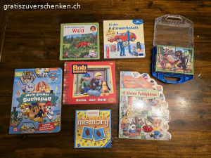 Kinderbücher. Kinderbücher, Puzzle und Memory zu verschenken
die Bücher haben teils starke Gebrauchsspuren, da meine Kinder sie liebten
Puzzle und Memory komplett 
Wird nur als Packet abgegeben, KEINE Einzel Abgabe
Es werden nur Emails beachtet, welche Datum und Uhrzeit fürs Abholen beim Erstkontakt mitteilen
Bitte kontrolliert euer Spam, vermutlich landet meine Antwort dort.
besten Dank
Nur Abholung möglich
