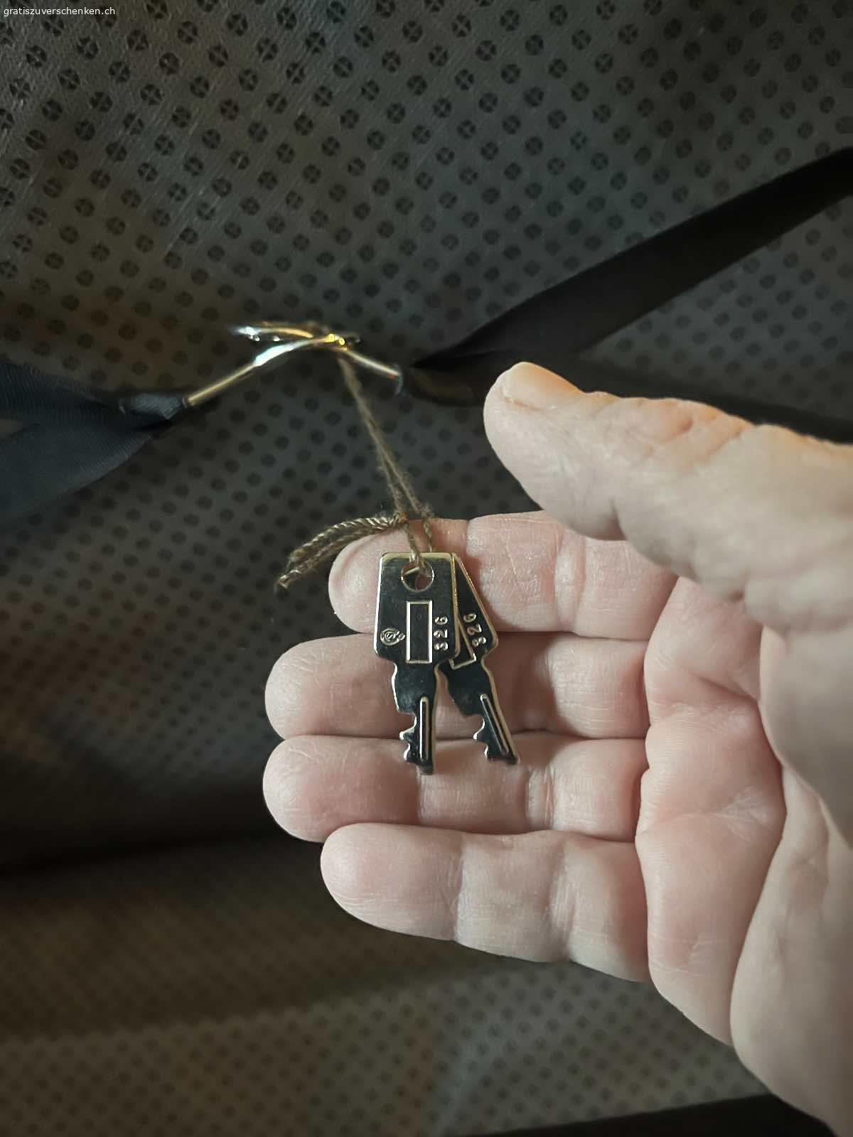 Koffer. Schöner Koffer von York. Koffer hat unten zwei Räder und ei Griff auf der Seite. Masse: Länge 75 cm. Tiefe 19 cm. Breite 76 cm. Zwei Schlüssel sind auch vorhanden. In Dürnten abzuholen.