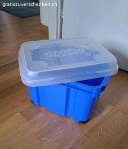 Plastikbox. Plastikbox mit den Massen 
H 22cm L 35cm
kleiner Schaden an einer Ecke.

Zum Abholen!