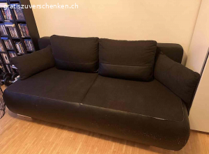 Schlafsofa ausziehbar. Schlafsofa schwarz Stoff / Leder
Masse 200cm x 150cm (Liegefläche)
Sitzfläche 200x 81 cm

Kunstleder blättert ab