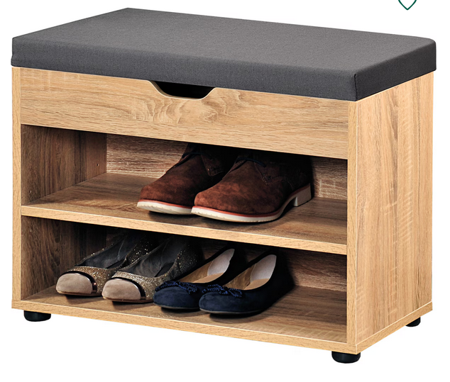 Schuhschrank Eiche-Dekor mit Sitzkissen