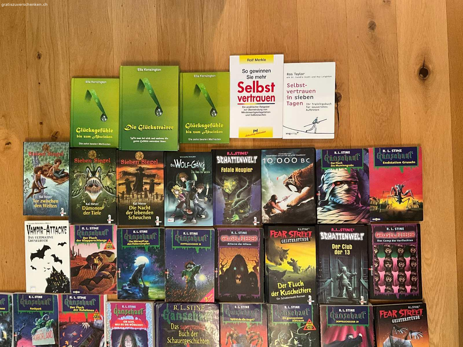 Viele Bücher. Hallo
Ich habe viele Bücher abzugeben ausser die von r l stine sind weg
falls sie interesse haben schreiben sie mir welche und wieso, danke.