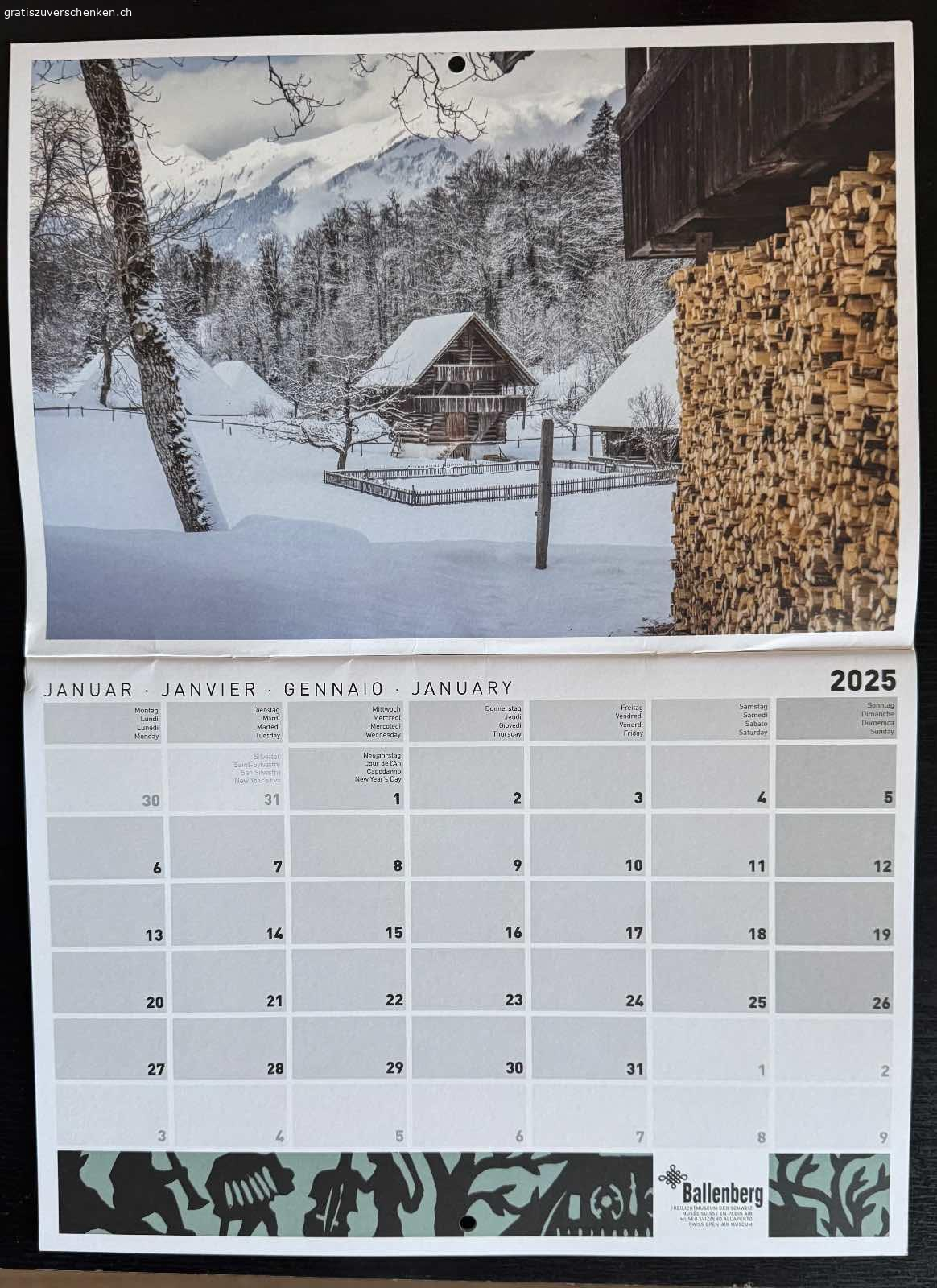 Wandkalender Ballenberg. Wandkalender Ballenberg
A4
Pro Monat ein Foto vom Freilichtmuseum Ballenberg und Monatsdaten