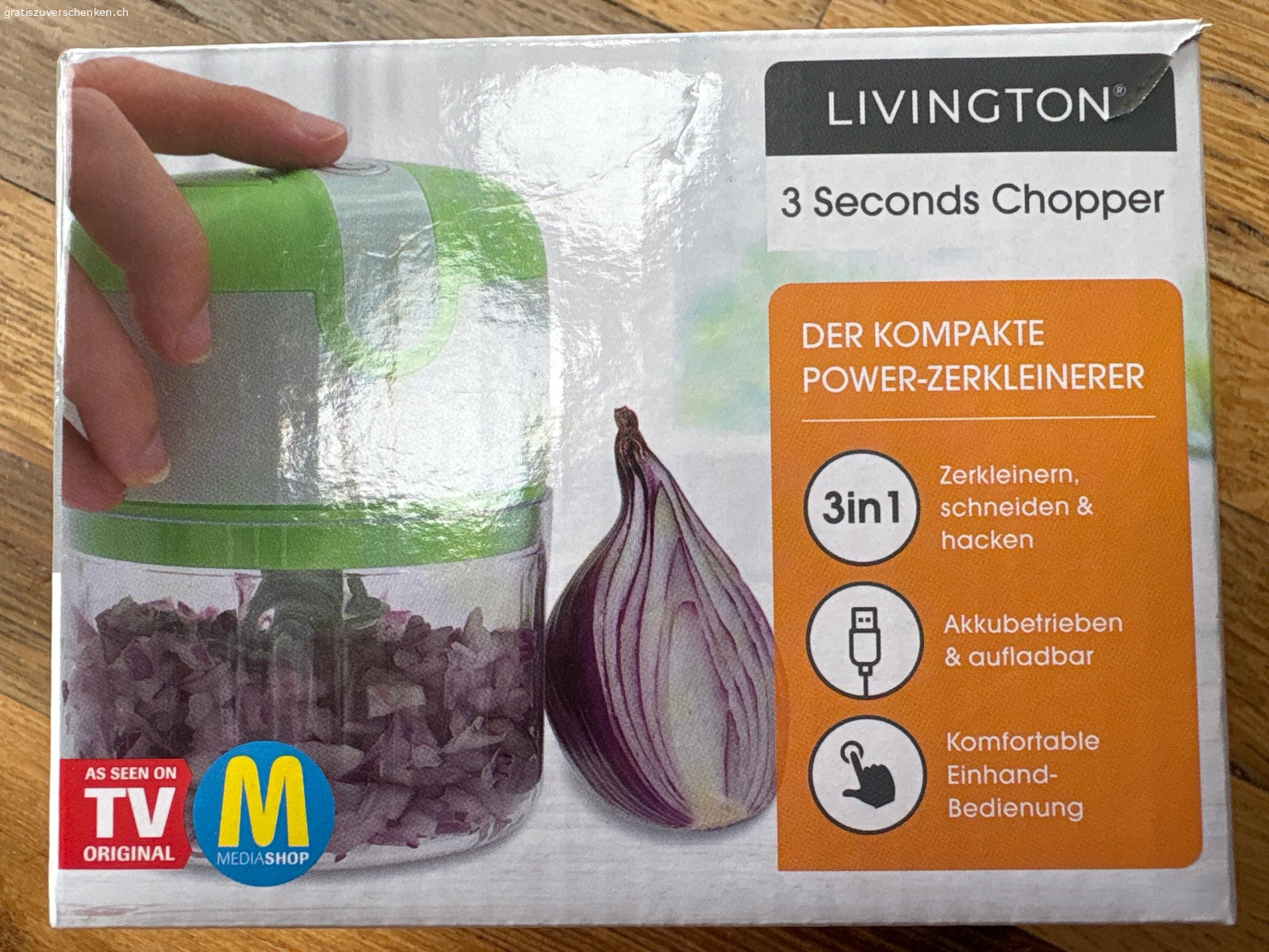 Zerkleinerer. Livington, 3 Seconds Chopper
Der kompakte Power-Zerkleinerer, mit USB-Ladekabel